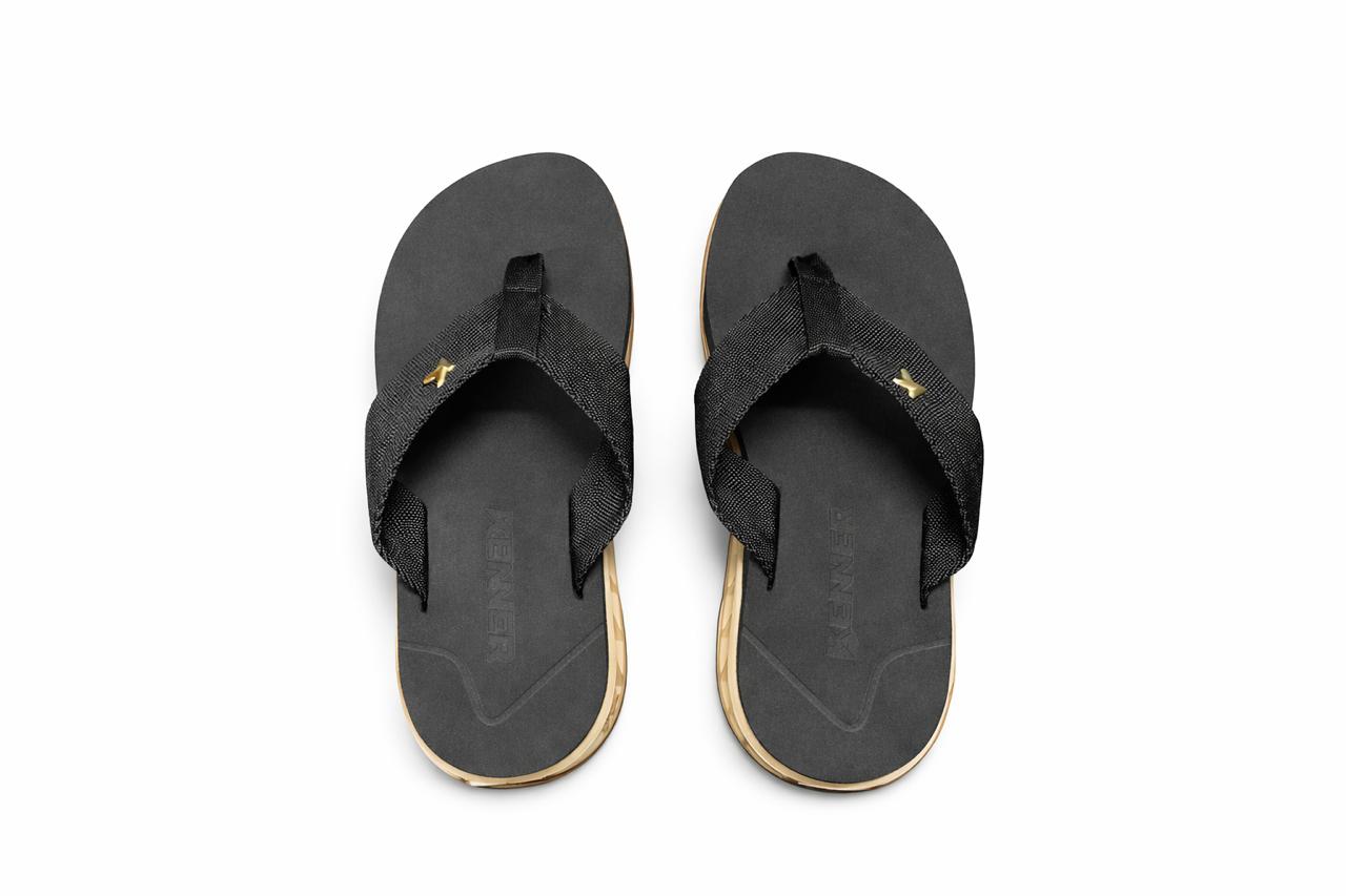 Chinelo Sandália Kenner Preto / Caramelo