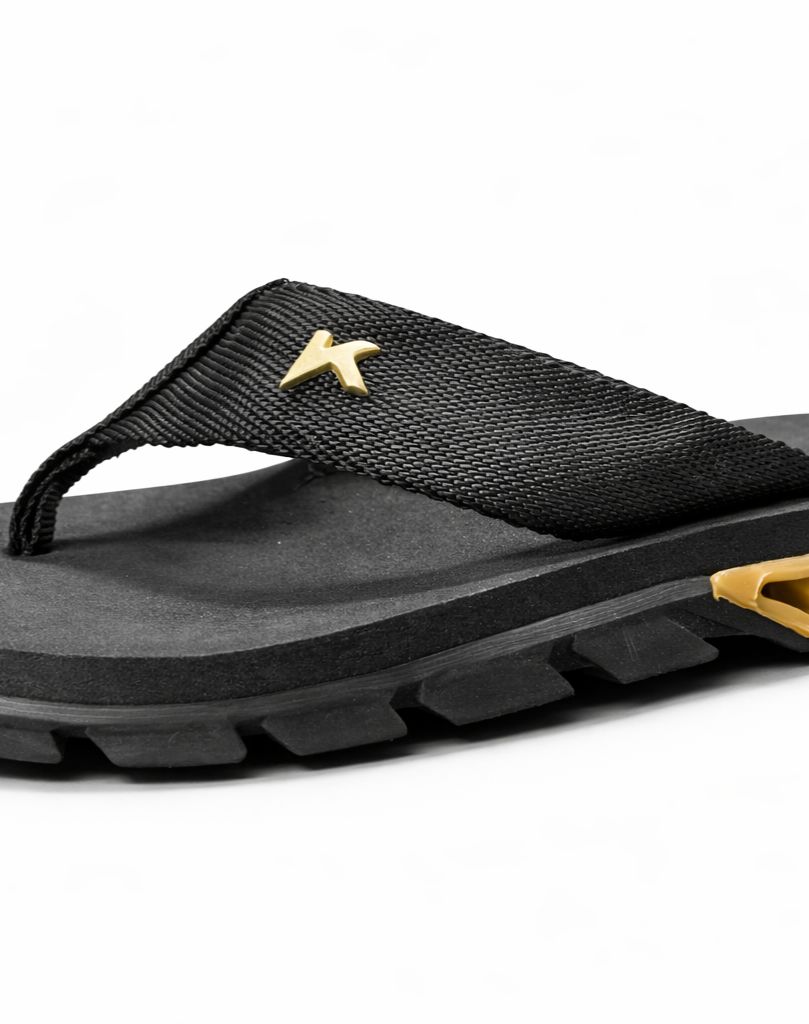 Chinelo Sandália Kenner Preto / Dourado