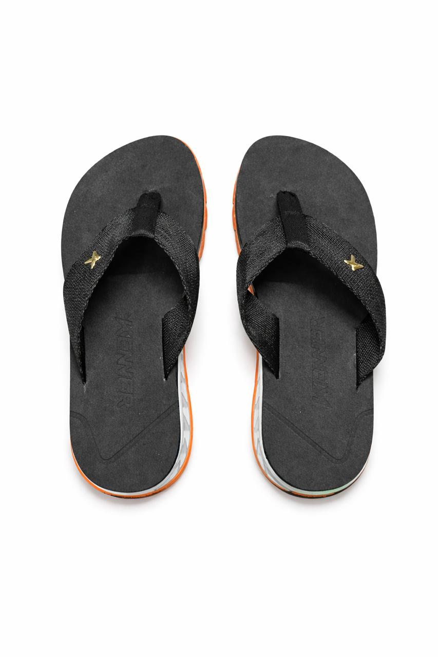 Chinelo Sandália Kenner Preto / Laranja / Branco 
