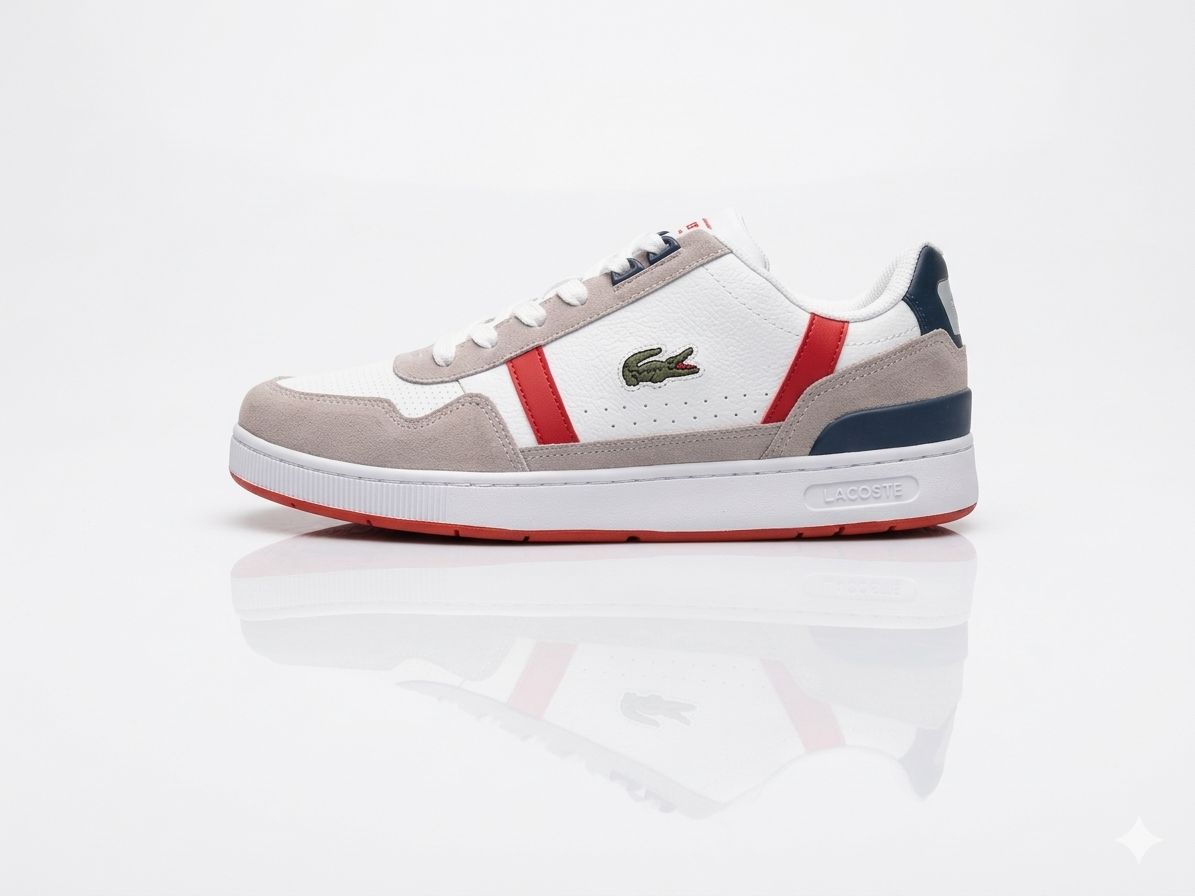 Sapatênis Lacoste Branco Vermelho Cinza