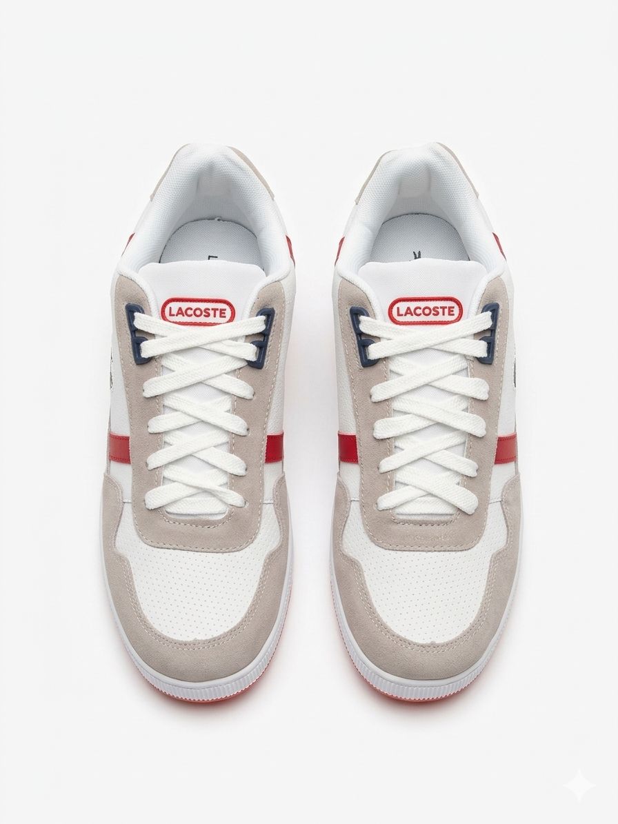 Sapatênis Lacoste Branco Vermelho Cinza